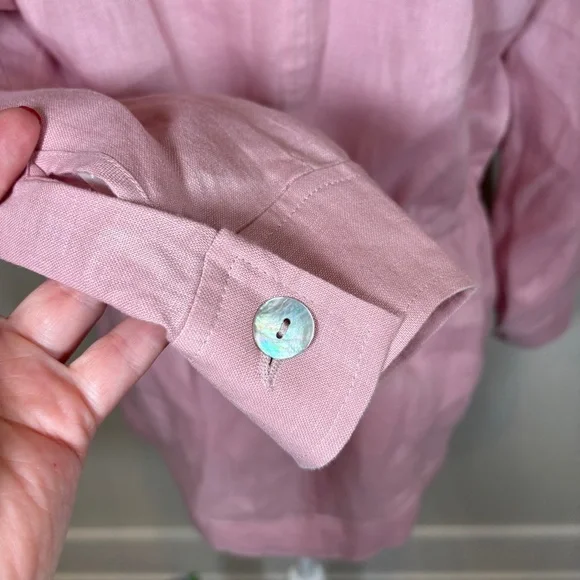 Neiman Marcus Light Pink Linen Utility Jacket Size Medium - Picture 8 of 10